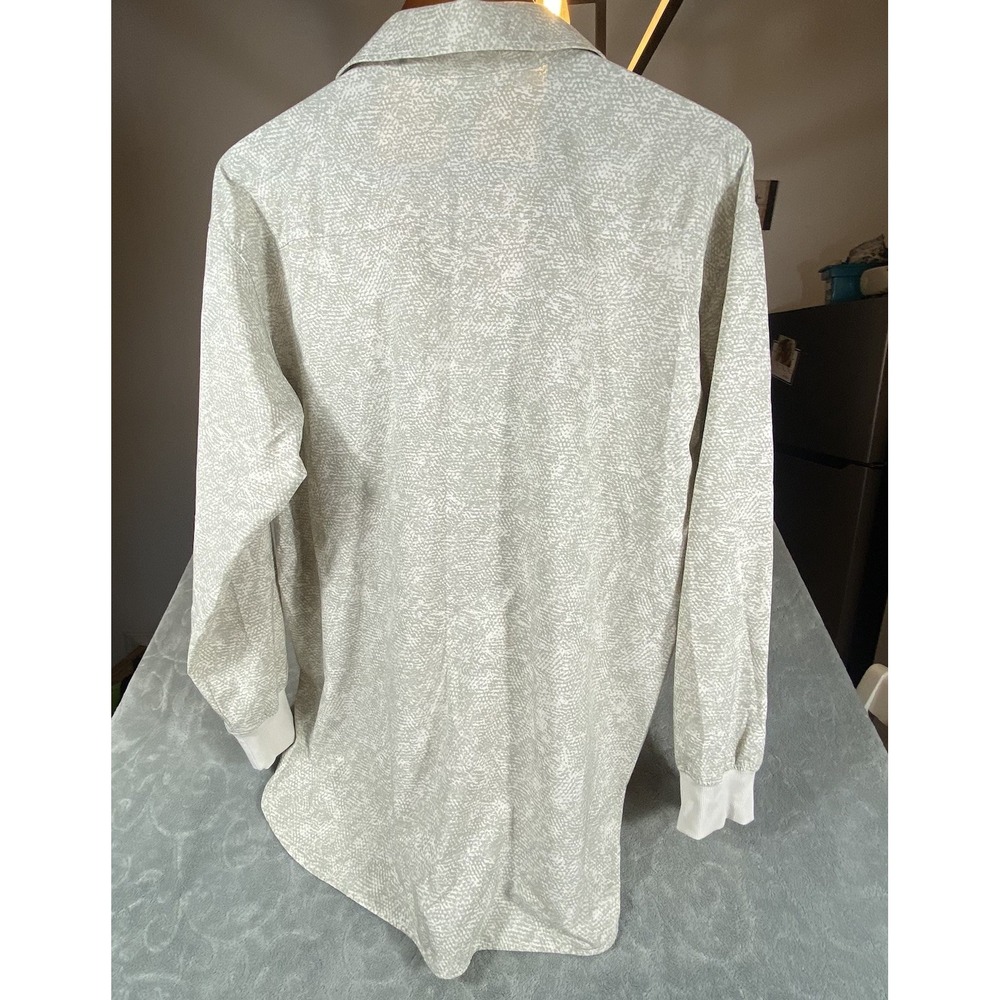 Athleta Women Medium Zuma Printed Top Long Sleeve Pockets Viper Grey Flowy Chic - Picture 5 of 13